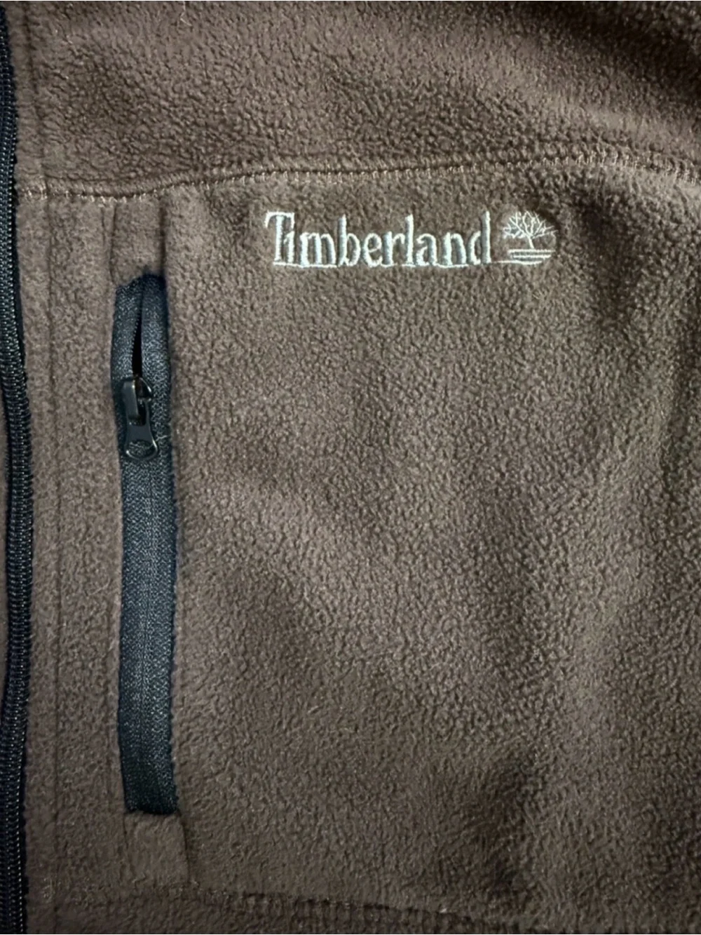 Timberland Brown Fleece Full Zip Vest Men’s XL Outdoor Hiking 3-Pocket